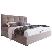 Letto Contenitore Matrimoniale 140x200 cm; Testiera Regolabile; in Velluto; Grigio Chiaro