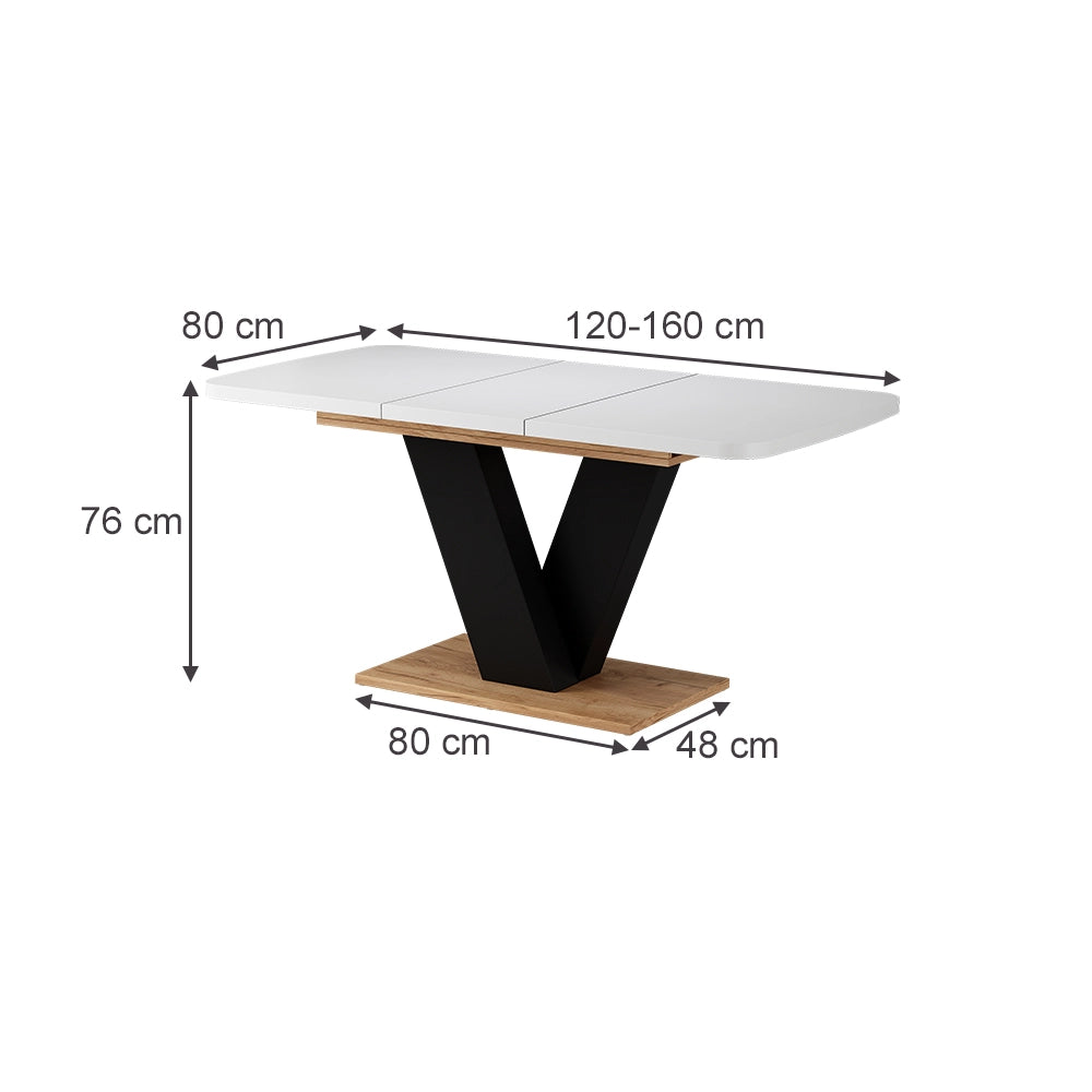 Vicco tavolo da pranzo allungabile Rovere bianco/dorato 120 x 80 cm estensibile