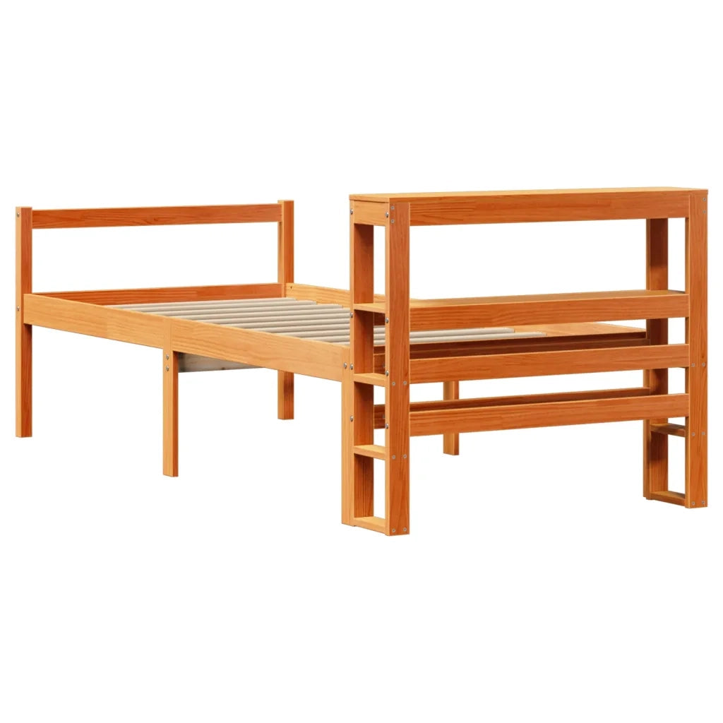 Giroletto con Testiera Marrone Cera 75x190 cm Massello Pino 3305875