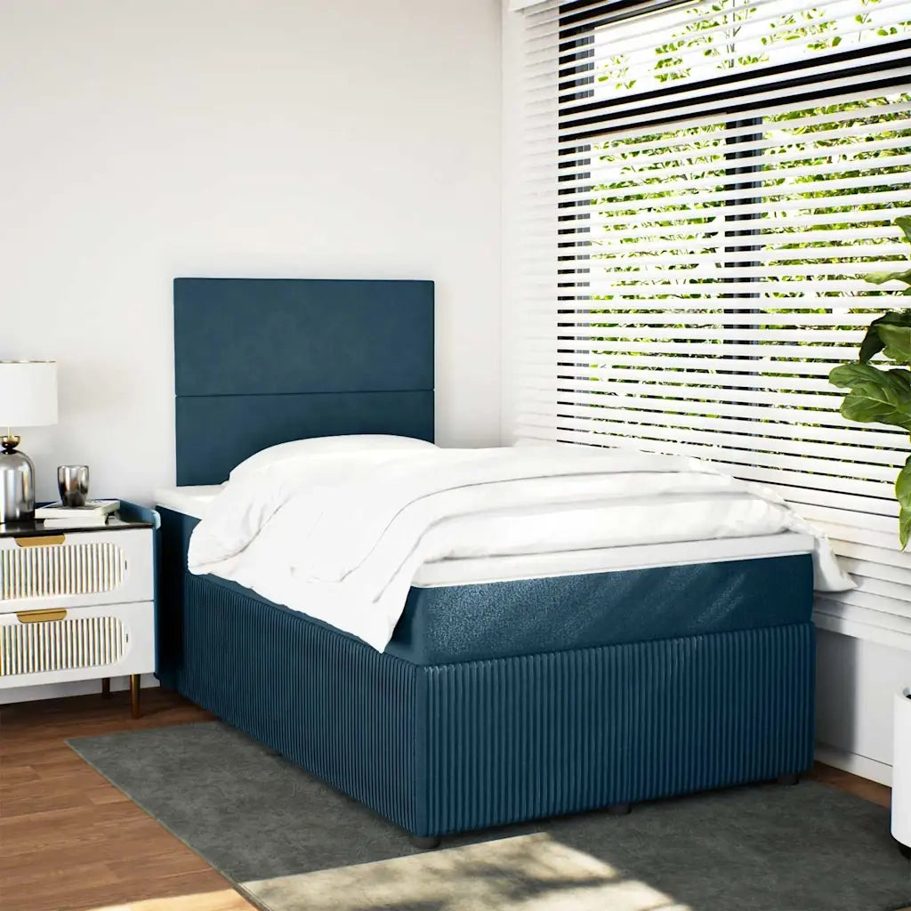 Giroletto a Molle con Materasso Blu Scuro 120x190 cm in Velluto