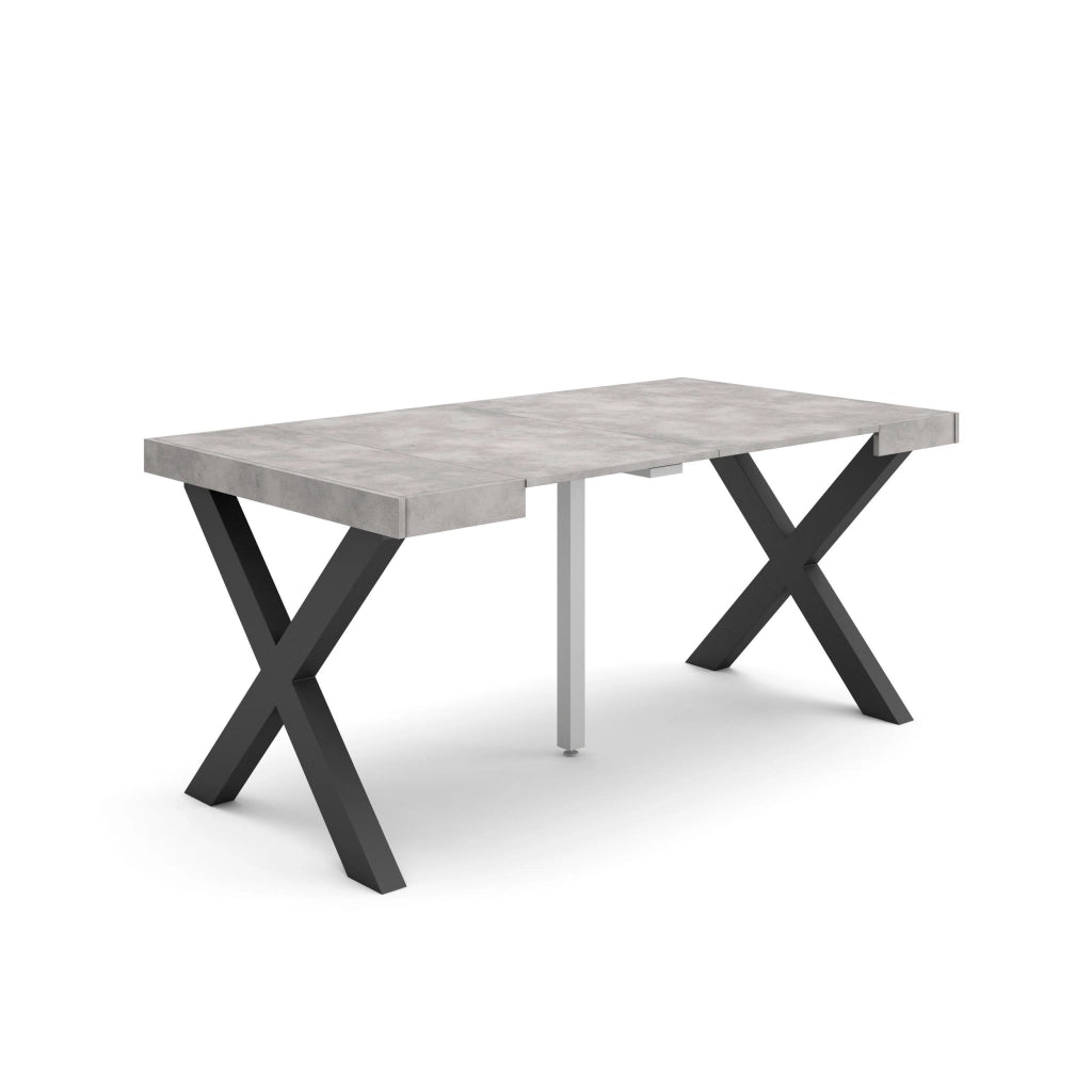 Consolle allungabile, 58 fino 160x90x73cm, Per 8 persone, Gambe in legno, grigio cemento RF2752