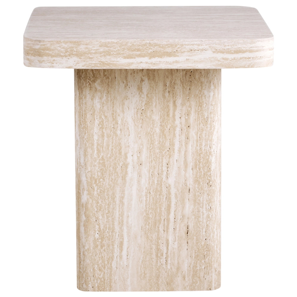 Tavolino Beige Piano in MDF Impiallacciato Base in pietra 50 x 50 cm Design moderno Soggiorno