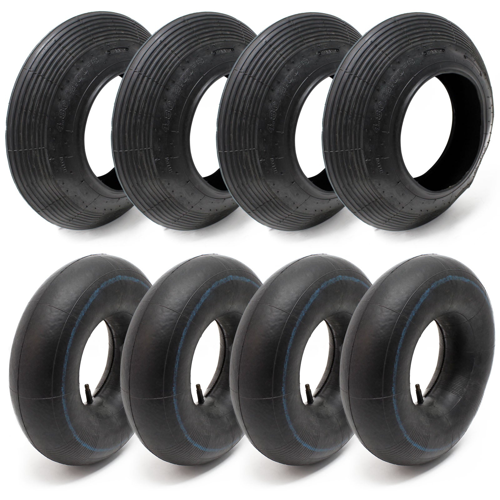 Copertone e camera d’aria set 8 pezzi 4.00-8 valvola TR13 per ruote carriola