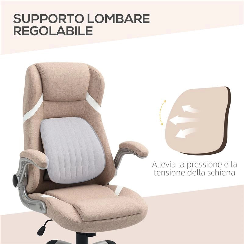 SEDIA DA UFFICIO RECLINABILE CON ALTEZZA REGOLABILE IN TESSUTO 68X76X109-117 CM MARRONE CHIARO