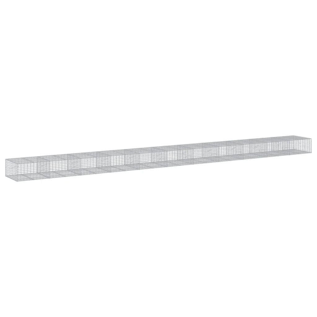Gabbione recinto a gabbia muro di contenimento con coperchio 1100 x 100 x 50 cm ferro zincato argento 02_0040124