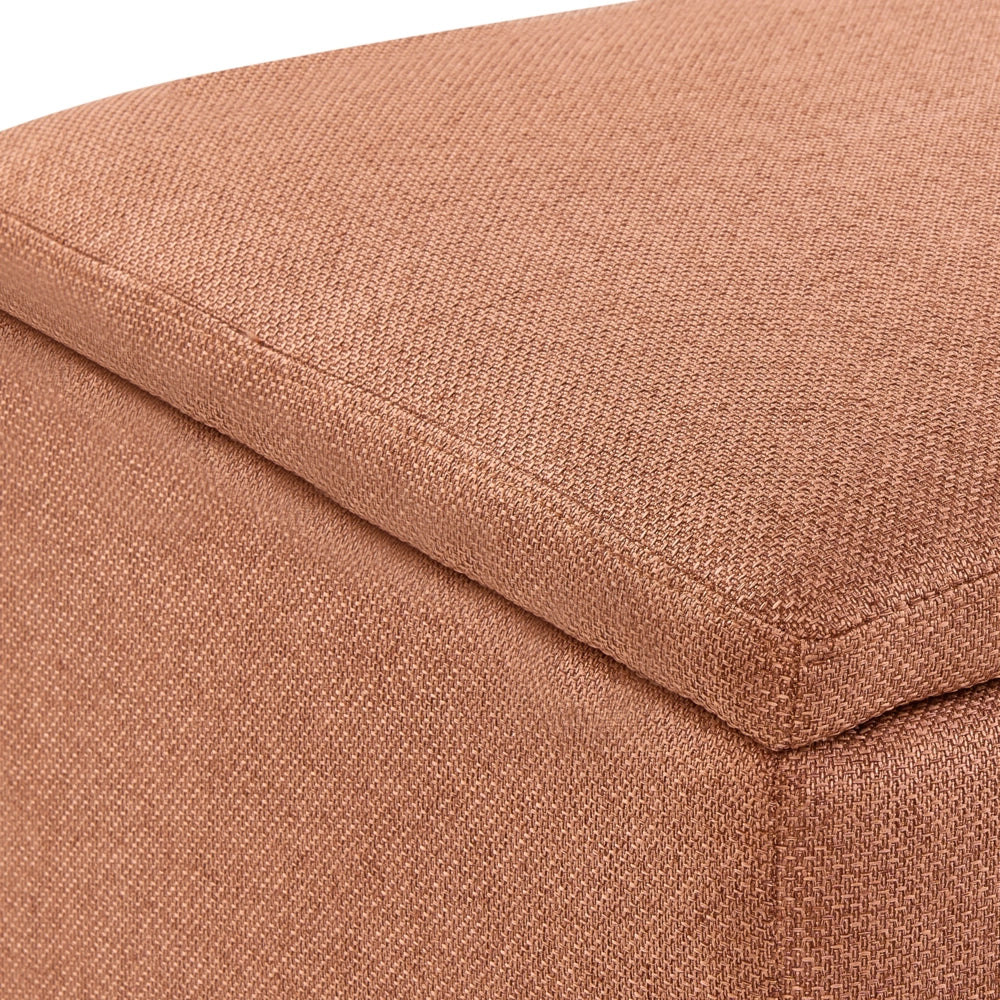 Pouf contenitore Marrone dorato Tessuto Finitura idrorepellente Poggiapiedi imbottito con contenitore Seduta per ingresso