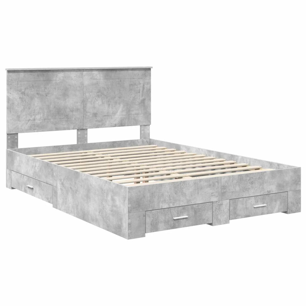 Struttura del letto con testiera Grigio cemento 140 x 190 cm