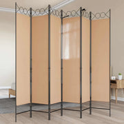 Divisore per Stanza a 6 Pannelli Beige 240 x 200 cm Tessuto