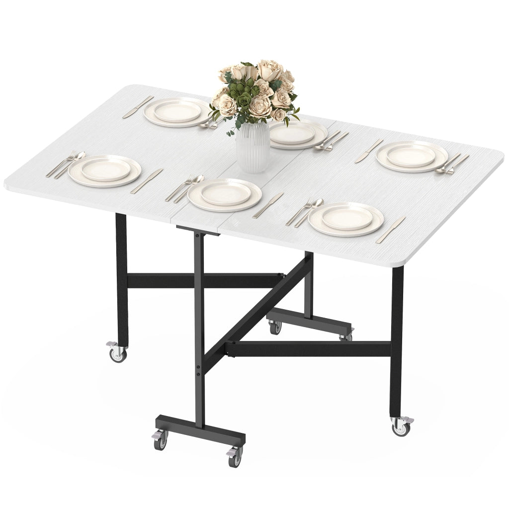 Tavolo Pieghevole Allungabile per 4-6 Persone ¨C Zephmum ¨C Bianco Legno 120x80x73 cm