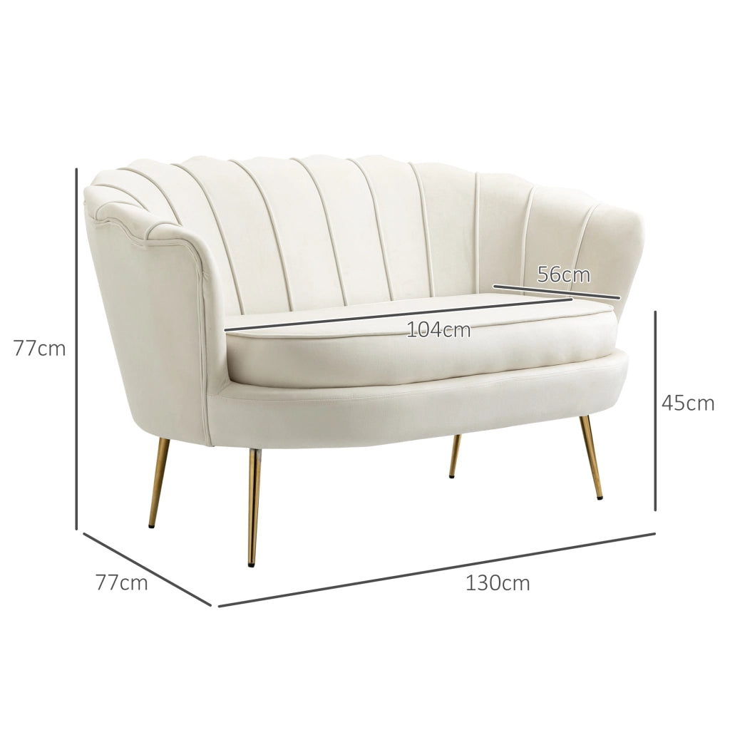 DIVANO 2 POSTI 130x77x77 cm Crema in acciaio stile vintage