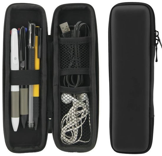 Etui Portatile Piccolo, Etui Rigid, Etui Impermeabile con Celle, Organizzatore per Borse di Scuola per Ragazzi e Ragazze, Materiale da Scrivere e Attrezzature da Ufficio, Nero