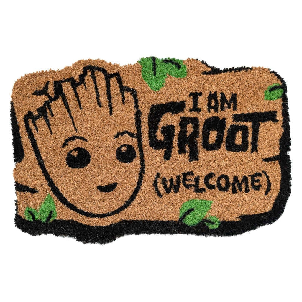 Tappetino Decorativo con Motivo I Am Groot 60x40cm Antiscivolo Nero / Marrone Inny