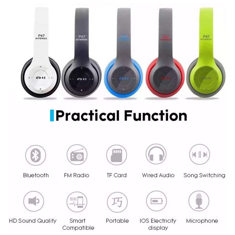Trade Shop - Cuffie Q-317 Senza Fili Stereo Wireless Ricaricabili Usb Bluetooth Pieghevoli -