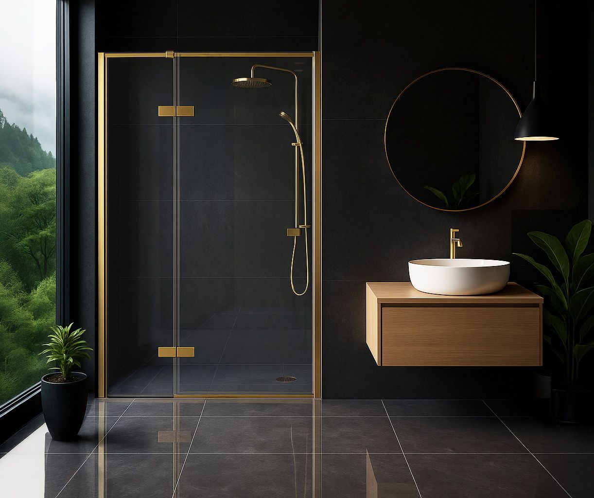 Porta Doccia Rea Atlas 90 Brush Gold destra