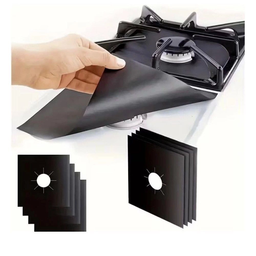 Trade Shop - Set 4 Protezioni Per Fornelli Cucina Piano Cottura Gas Antiaderente Riutilizzabile 27x27cm -