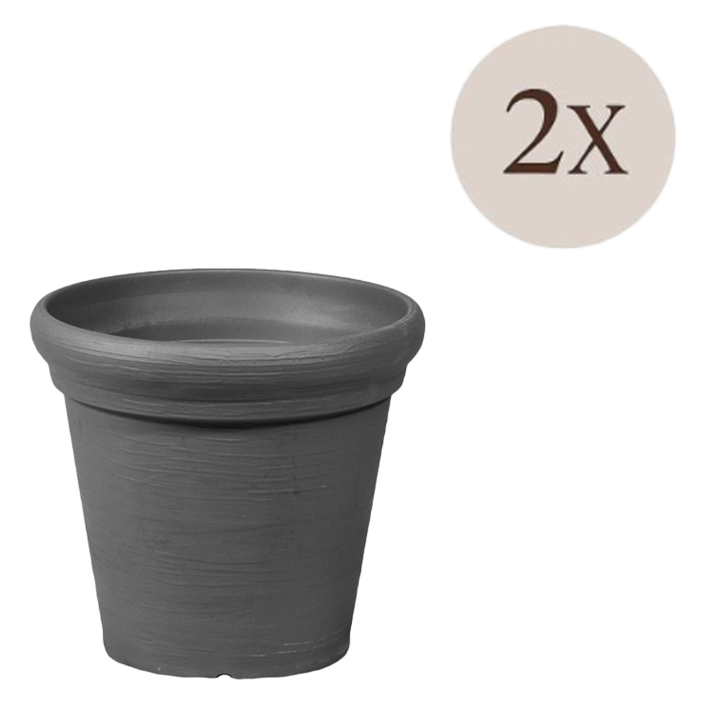 Lou, Vaso\ set 2 Vasi Made in Italy, Nero Antracite