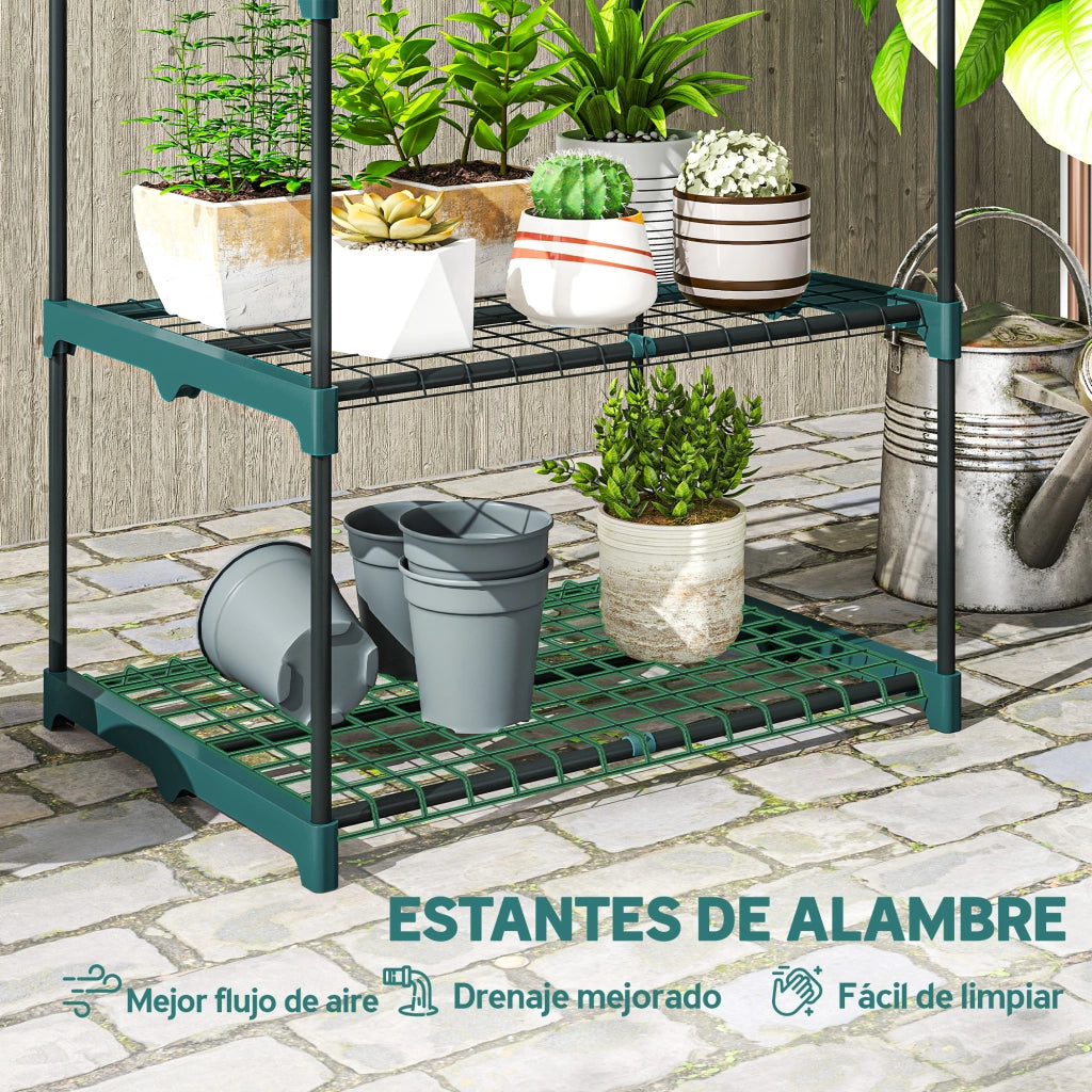 Libreria per Piante a 4 Livelli ¨C Zephmum ¨C Verde 67x49x105 cm