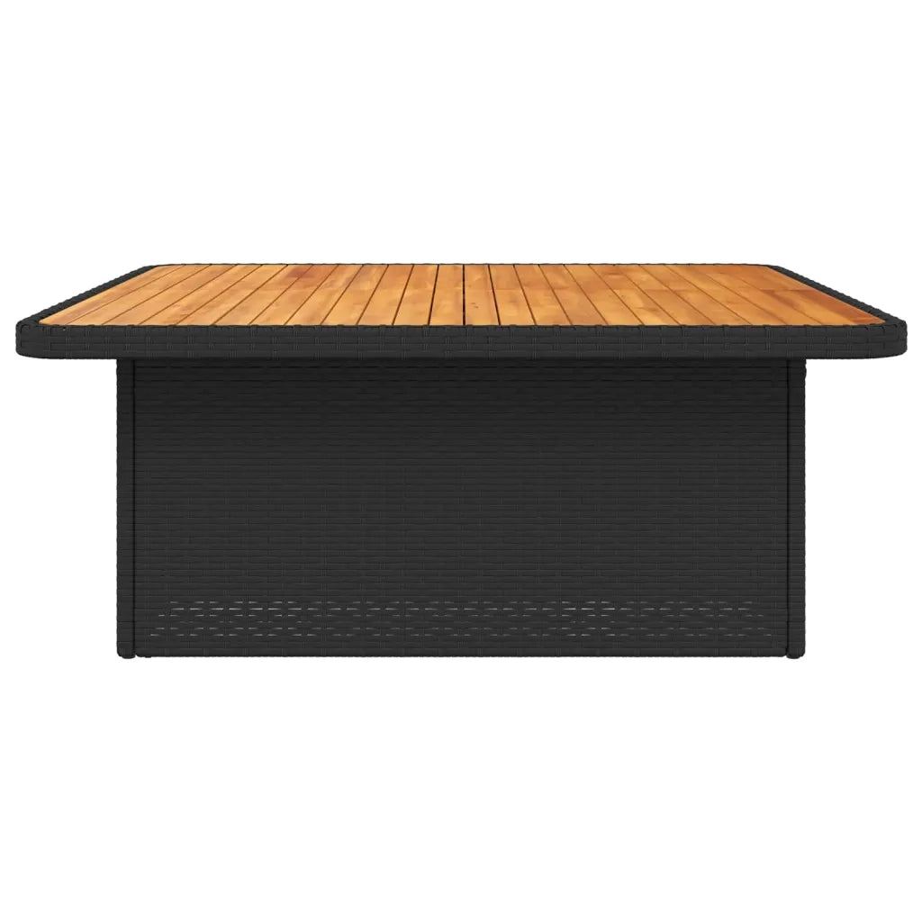 Tavolo da Giardino | Tavolino da esterno Nero 110x110x71 in Polyrattan e Legno Acacia