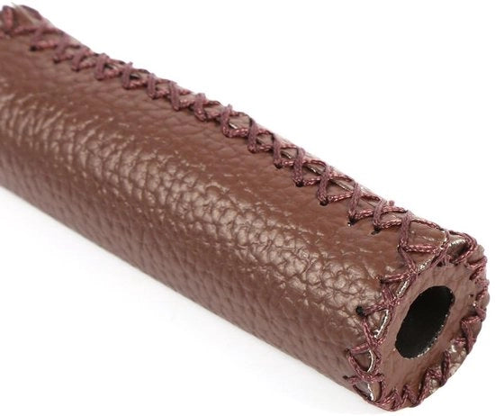 Manubri per bicicletta in pelle artificiale - Nero - 1 coppia - Diametro 3,3 cm - Lunghezza 12,5 cm - Peso 35,48 g