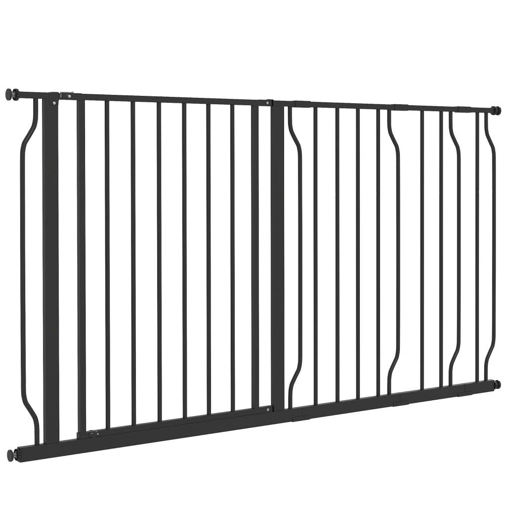 Barriera per Animali con 3 Estensioni Montaggio a Pressione ¨C Zephmum ¨C Nero 75-145x76 cm