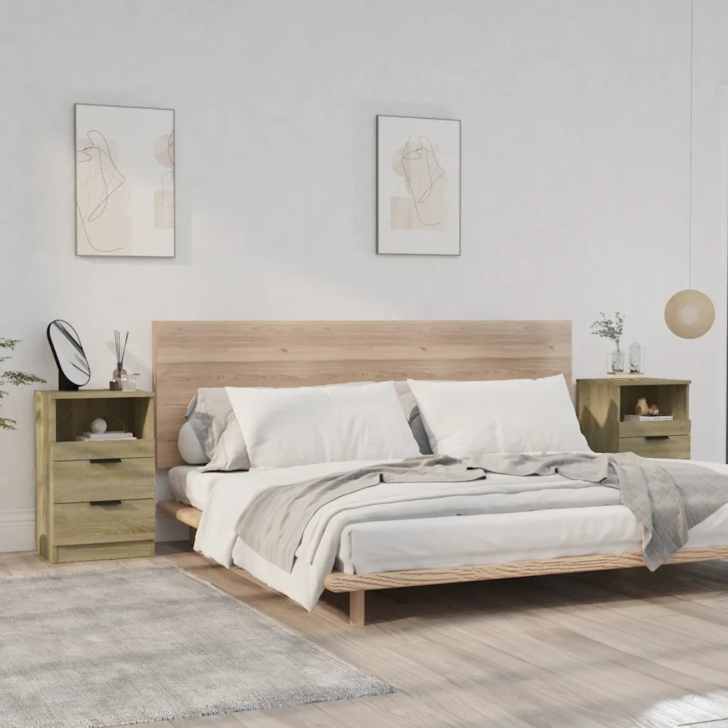 Set di 2 Comodini | Armadio da Notte | Mobiletto da notte Rovere Sonoma in Legno Multistrato