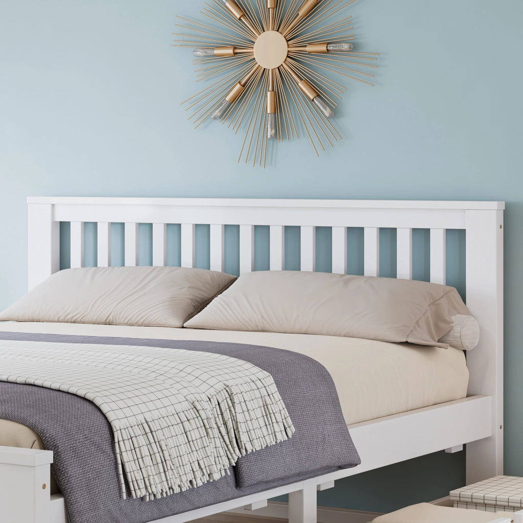 Letto matrimoniale con 2 cassetti contenitore 140x200 cm in legno e MDF; bianco