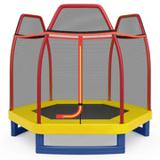 Trampolino per bambini 223 x 223 x 186 cm con rete di sicurezza traspirante prestazioni di rimbalzo superiori design moderno in acciaio zincato arancione 20_0014503