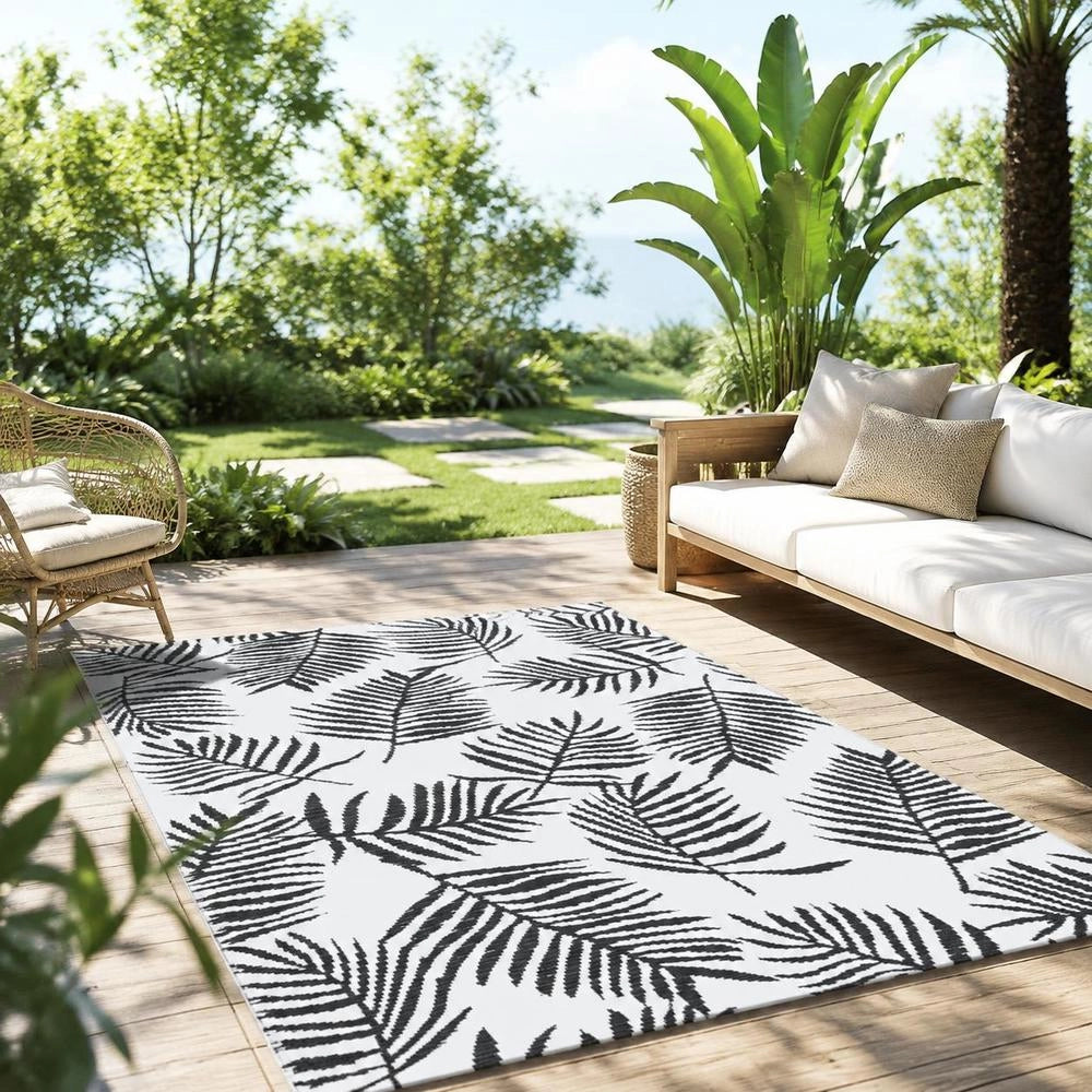 ARAKIL Outdoor Rug, White And Black, 190x290 Cm, PP