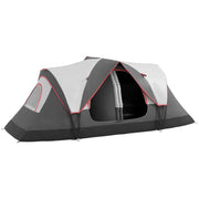 Tenda da Campeggio 450x215x180 cm 6 Posti con 2 Stanze Separate Grigio