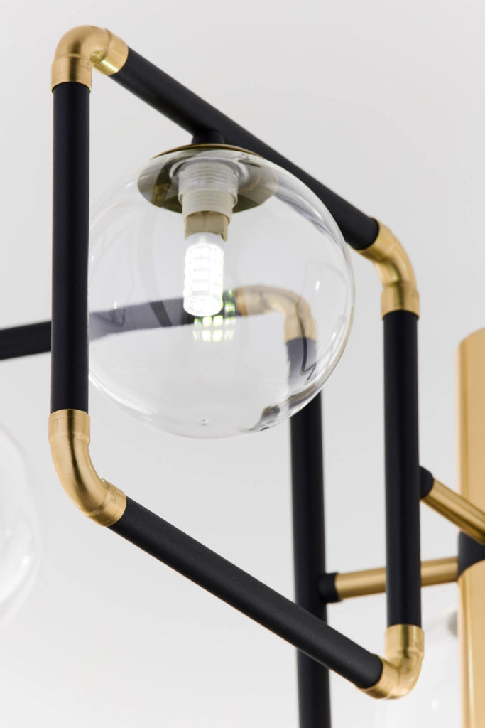 Lampadario moderno nero oro sfere vetro 5xG9 Jupiter