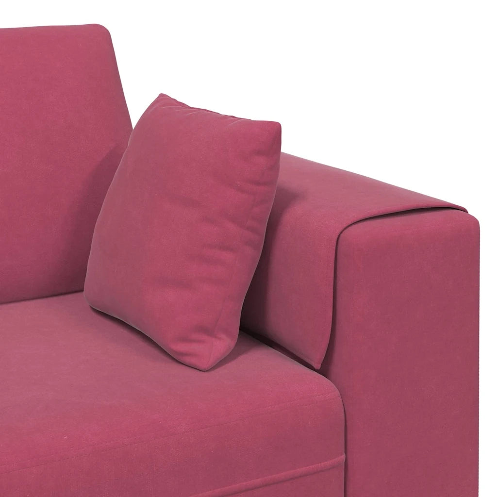 vidaXL Divano in Velluto con cuscino 3 pcs Rosso Vino 208 cm Velluto