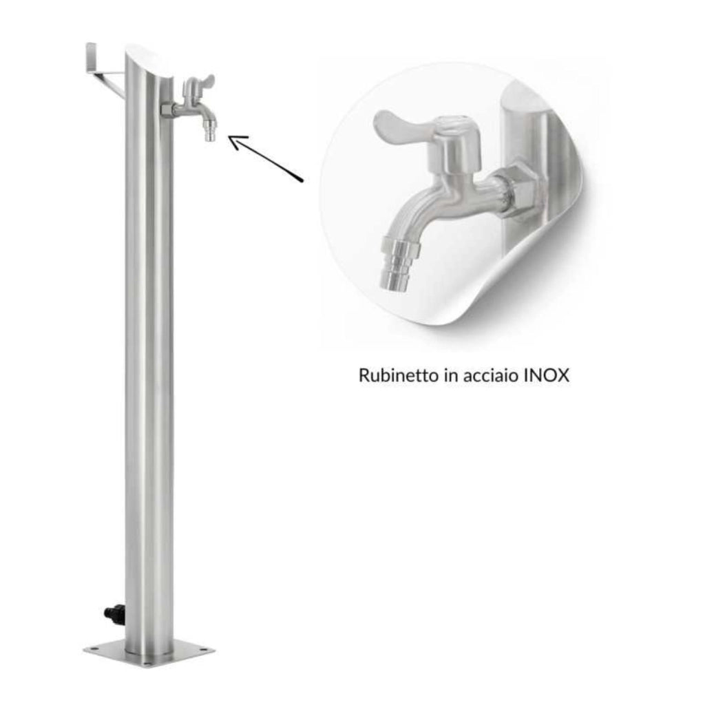 Fontana da giardino a colonna esterno tiglio acciaio inox spazzolato h 95 cm *** confezione 1