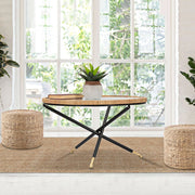 Langka, Tavolino da Salotto Dettaglio Effetto Rattan, 80x80x47h cm Nero