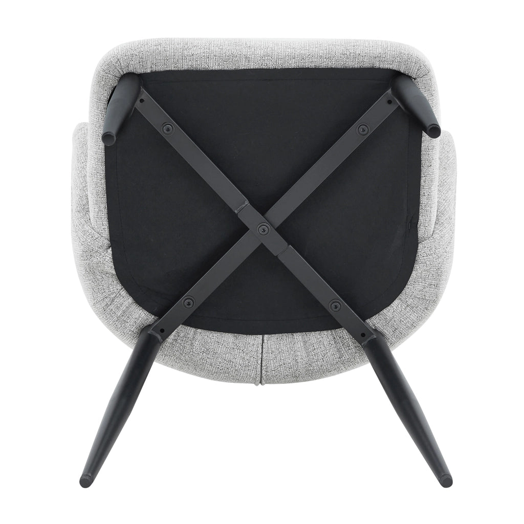 Set 2 sedie da pranzo in tessuto grigio chiaro con gambe in metallo nere, altezza 83 cm