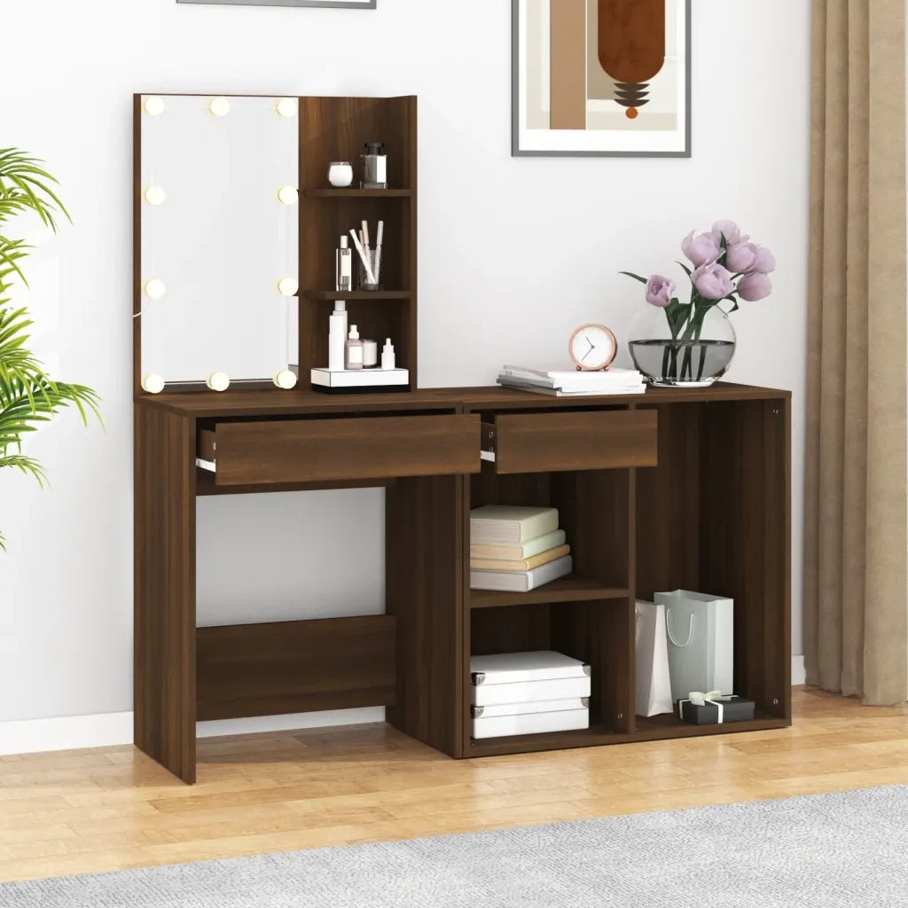 Toeletta con LED e Armadietto Rovere Marrone Legno Multistrato 3120187