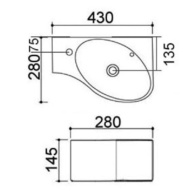 Lavabo a parete 43x28 cm modello LP91 - Bianco