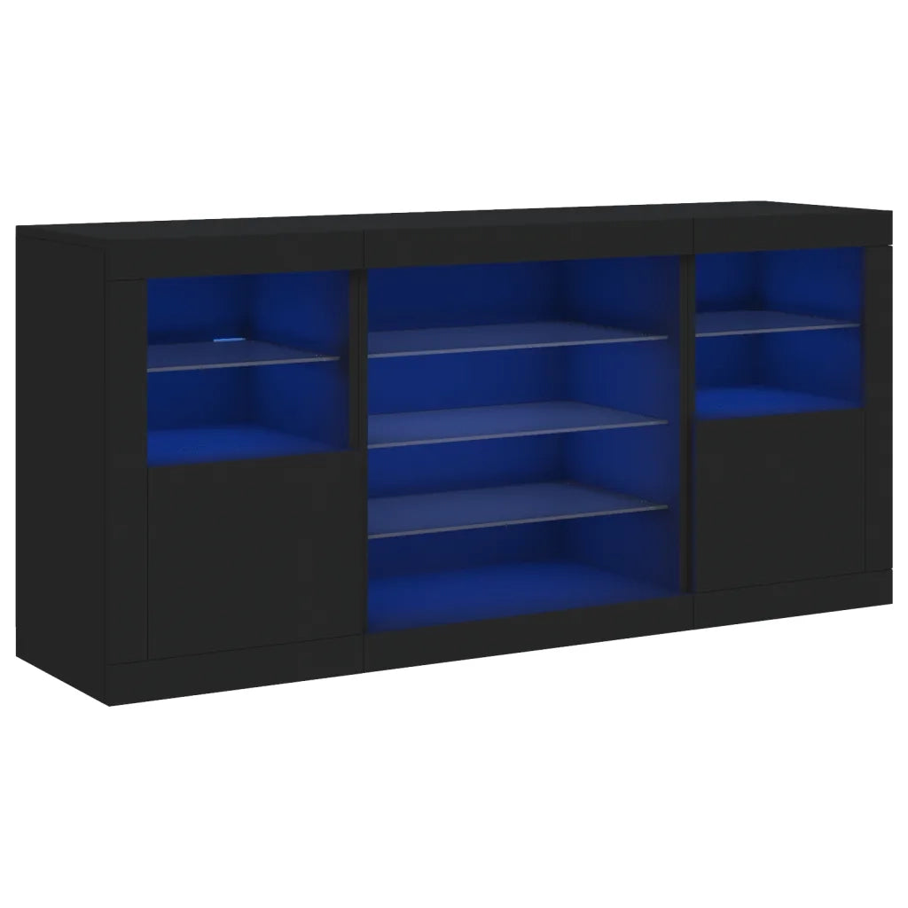 Credenza con Luci LED Nera 142,5x37x67 cm 3209087