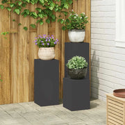 Supporto per piante 3 pcs Nero Acciaio 865827