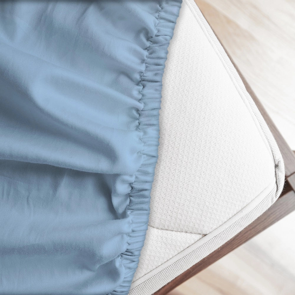 Lenzuolo letto sotto con angoli 100% puro cotone Made in Italy tinta unita Azzurro - 1 Piazza e mezza