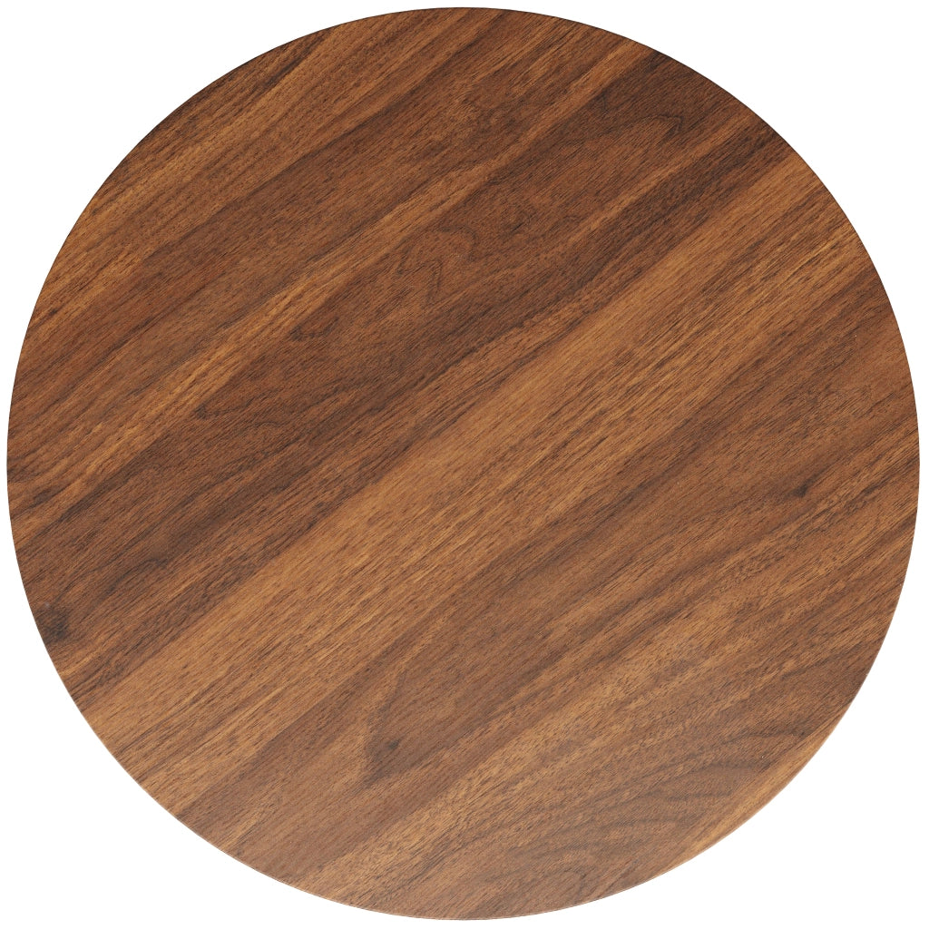 Tavolo da pranzo rotondo in MDF e metallo con gambe regolabili per cucina e soggiorno nero noce 80 × 80 × 76 cm