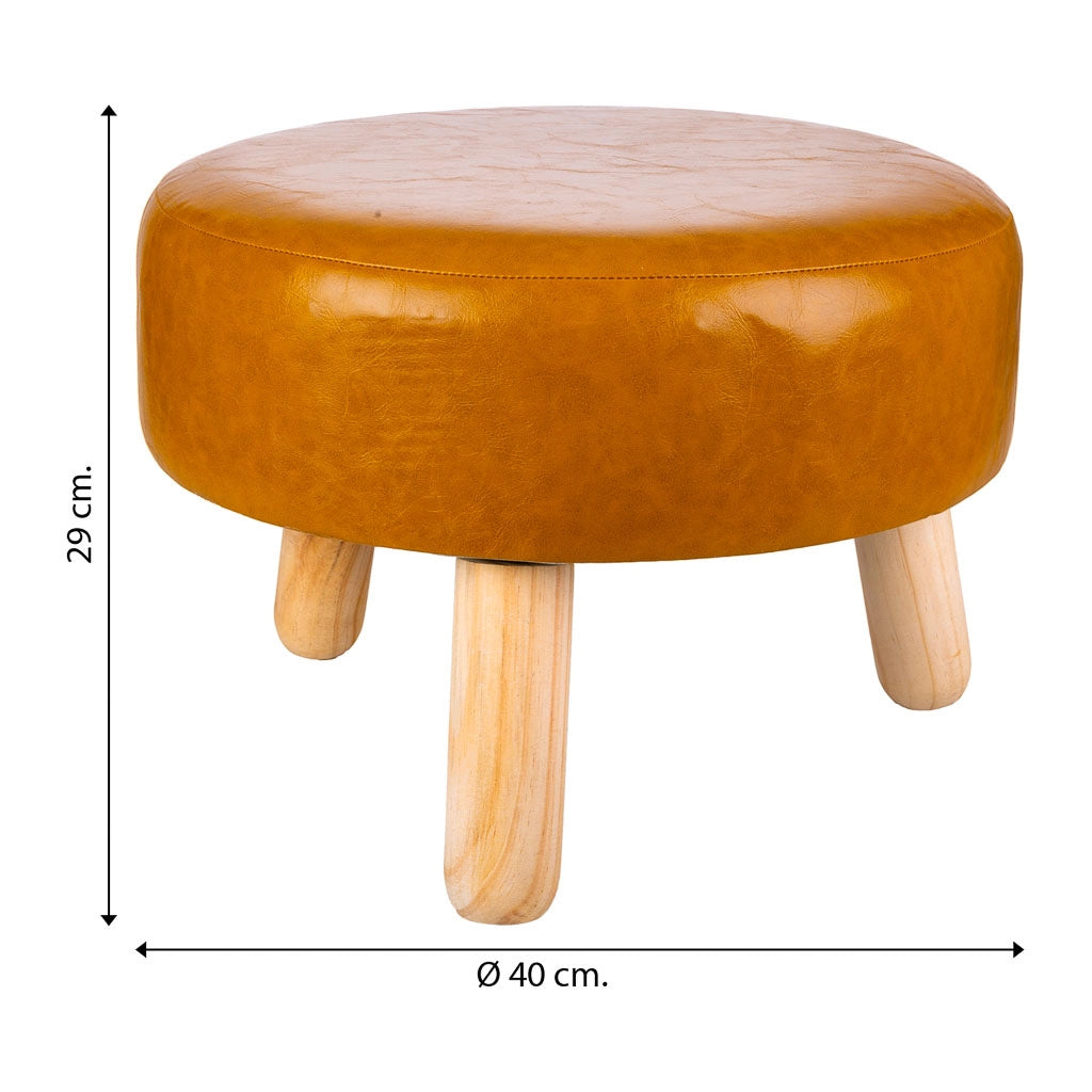 Sgabello in legno e similpelle arancione 40x40x13/29h