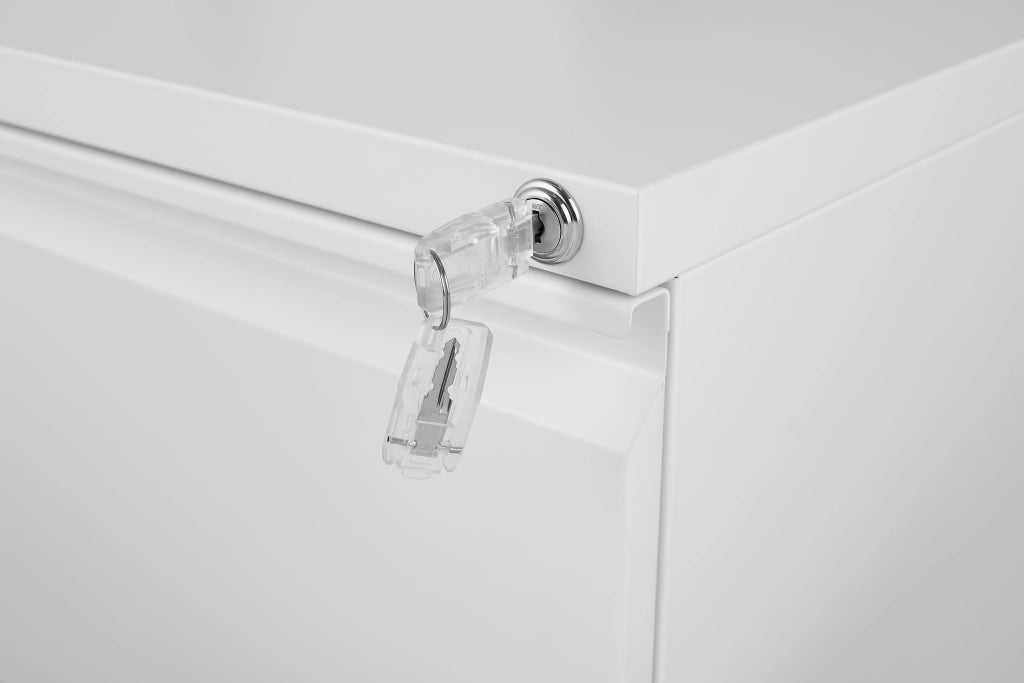 Cassettiera Mobile Archivio con Serratura ¨C MINIMAL ¨C Metallo Bianco, 2 Cassetti, 65cm