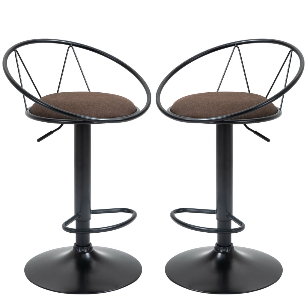 Set 2 Sgabelli da Bar 51x46x78/100 cm in Metallo Nero e Marrone