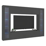 Mobile Soggiorno Bellizzi, Parete Attrezzata 11 Ripiani Made in Italy, 260x30x180h cm Nero Antracite