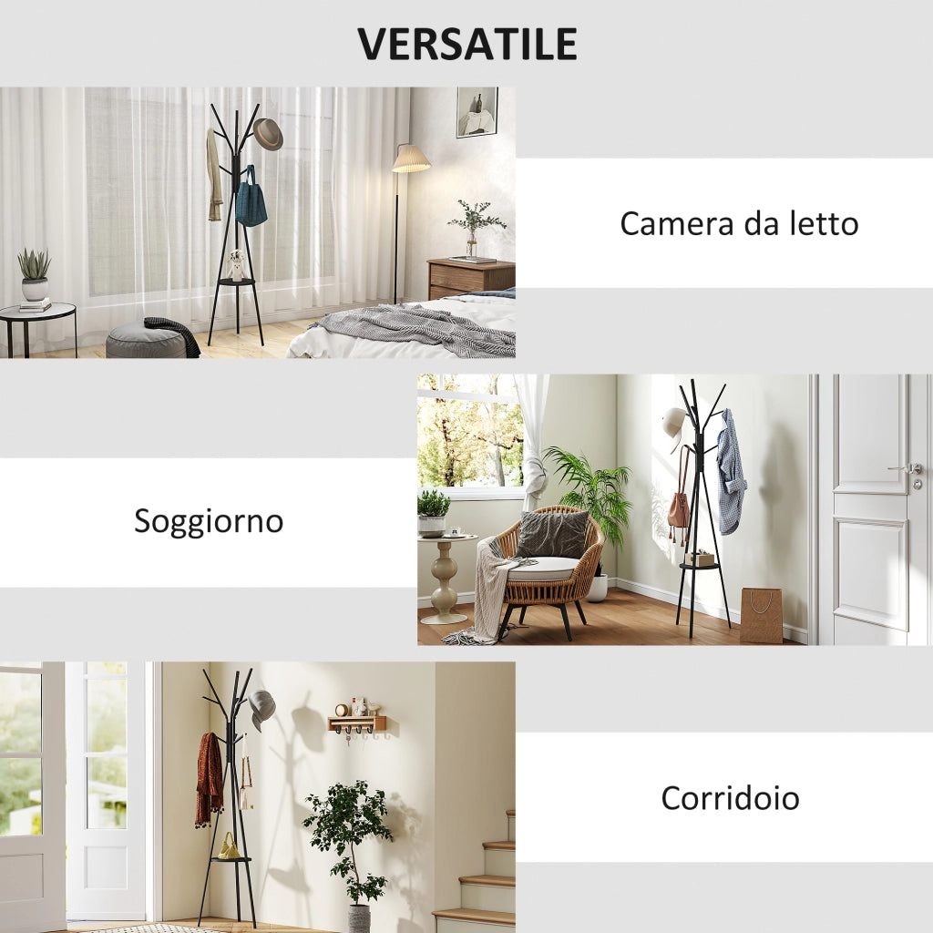 EasyComfort Appendiabiti da Terra Verticale Moderno per Ingresso, 45x45x180cm, Nero