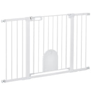 Cancelletto per Cani Estensibile con Porta a Chiusura Automatica 75-131x76 cm in Metallo e ABS Bianco