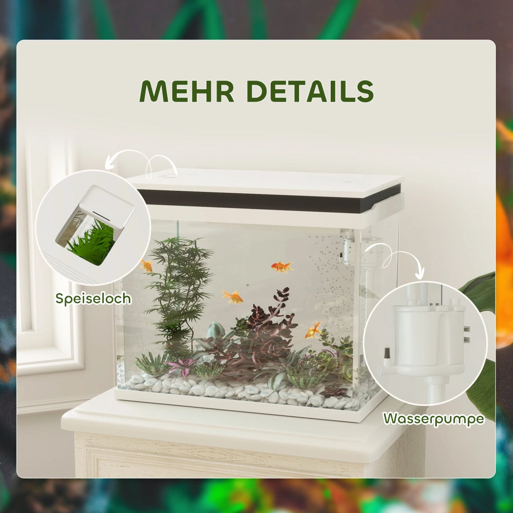 Acquario in vetro 41L ¨C Xylo ¨C con filtro, LED, pompa, bianco