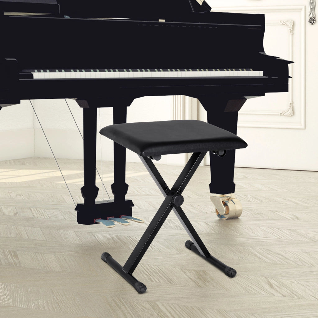 Sgabello per Pianoforte Regolabile ¨C Zephmum ¨C Pelle Sintetica 39x29x37-47 cm Nero
