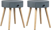 Set di 2 Cassetti da Notte in Legno con Scheda - Cassettiere/Biblioteca - Per Camera da Letto & Salotto - MDF - Grigio - 38x38x48 cm