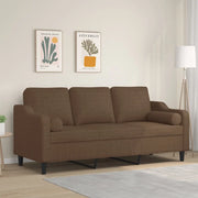 Divano a 3 Posti con Cuscini-Sofa 3 Posti con Cuscini Marrone 180 cm in Tessuto 135814